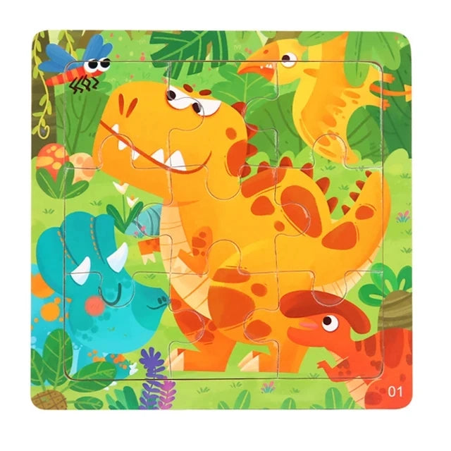 11x11cm Wooden 3d Cartoon Puzzle