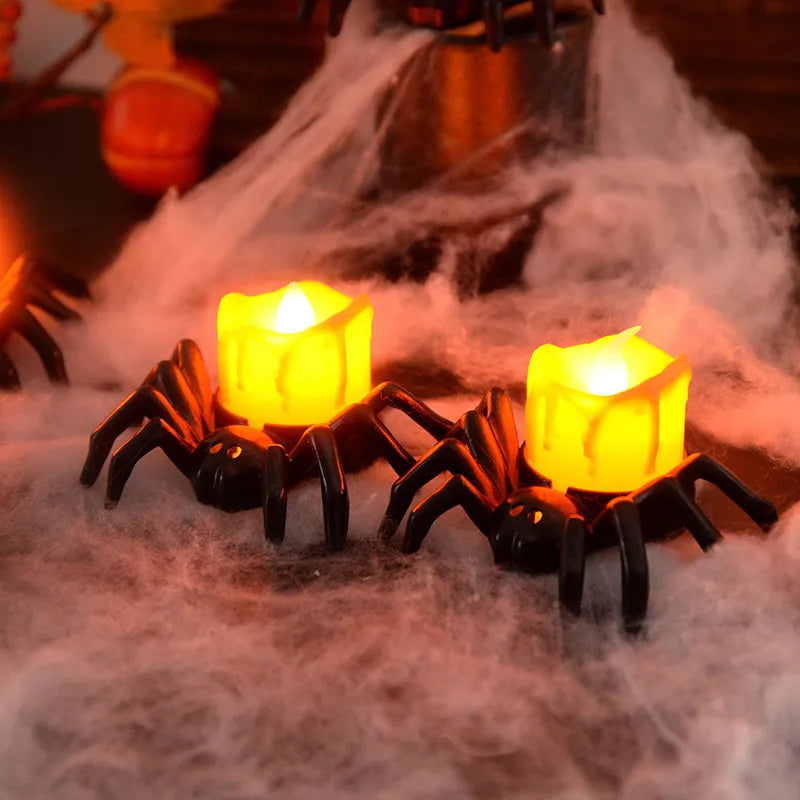 LED/Battery Halloween Plastic Spider Candle Light Decoration.