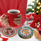 8 Pieces/Set Mandala Patterned Wooden Anti-Slip Coasters
