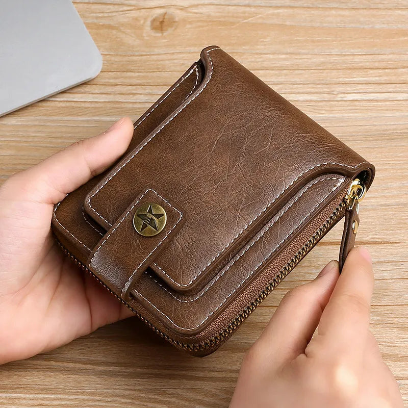 Men's Pu Leather Wallet With Zipper.