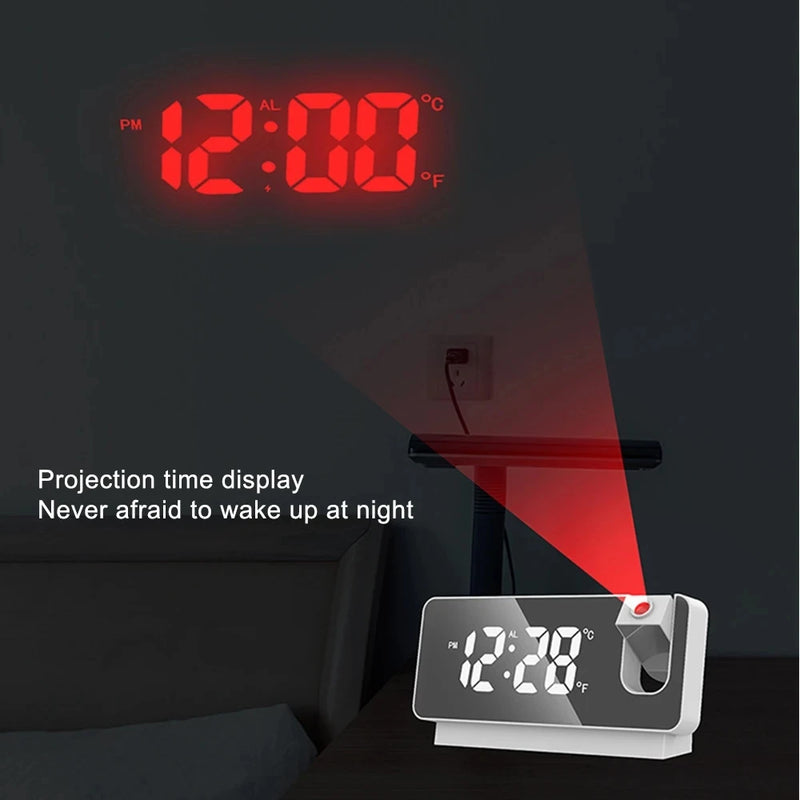 LED/USB Digital 180 Degree Projection Alarm Clock