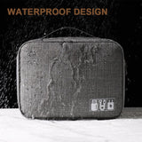 Waterproof Travel Organizer With Zipper Compartments For Cables, USB And Electronics.