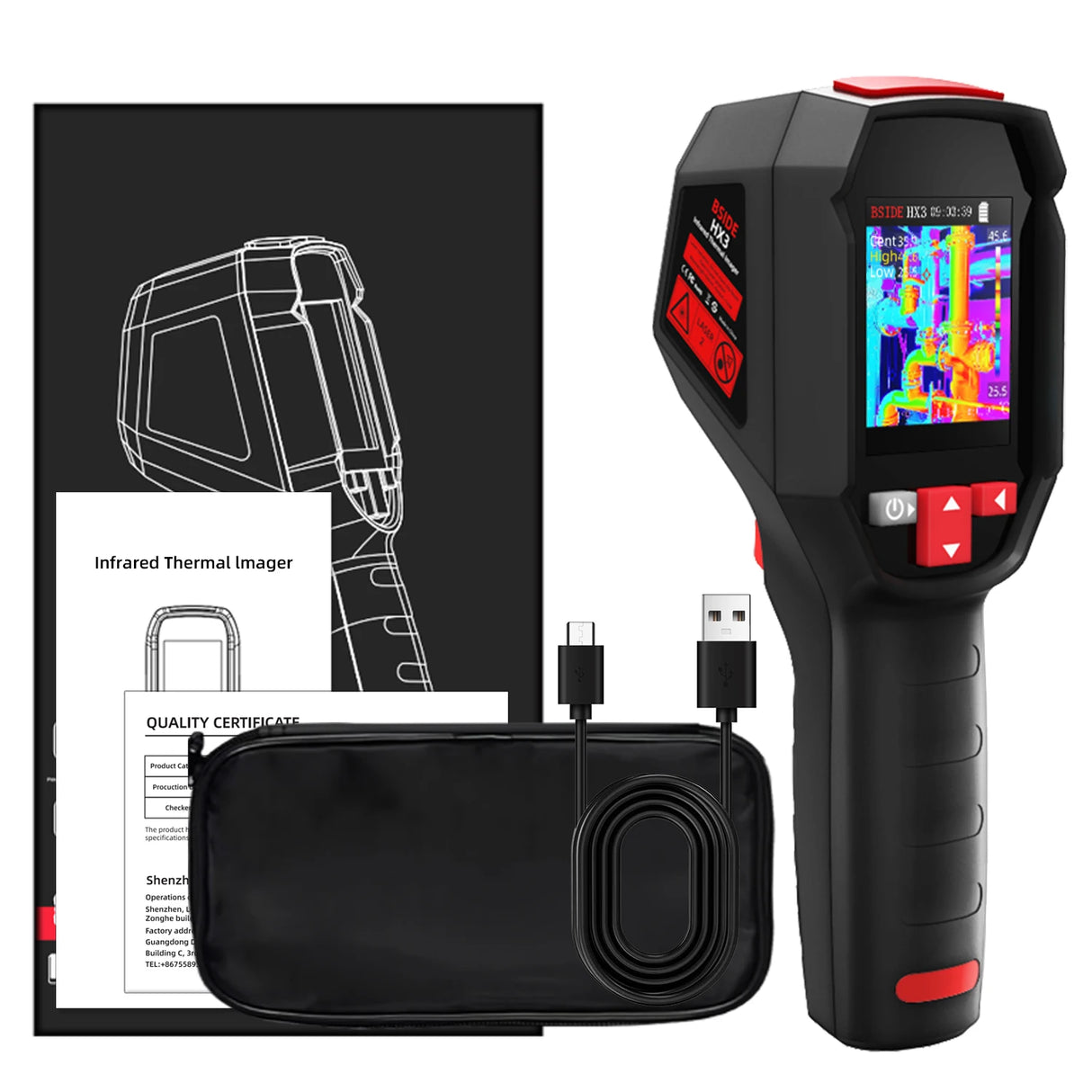 BSIDE Thermal Imager Camera HX1 Laser Thermographic HD Display For Circuit PCB Repair Pipeline Detection Medical Laser position