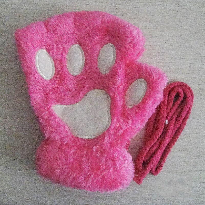 Winter Faux Fur Plush Warm Half Finger Mittens/Gloves.