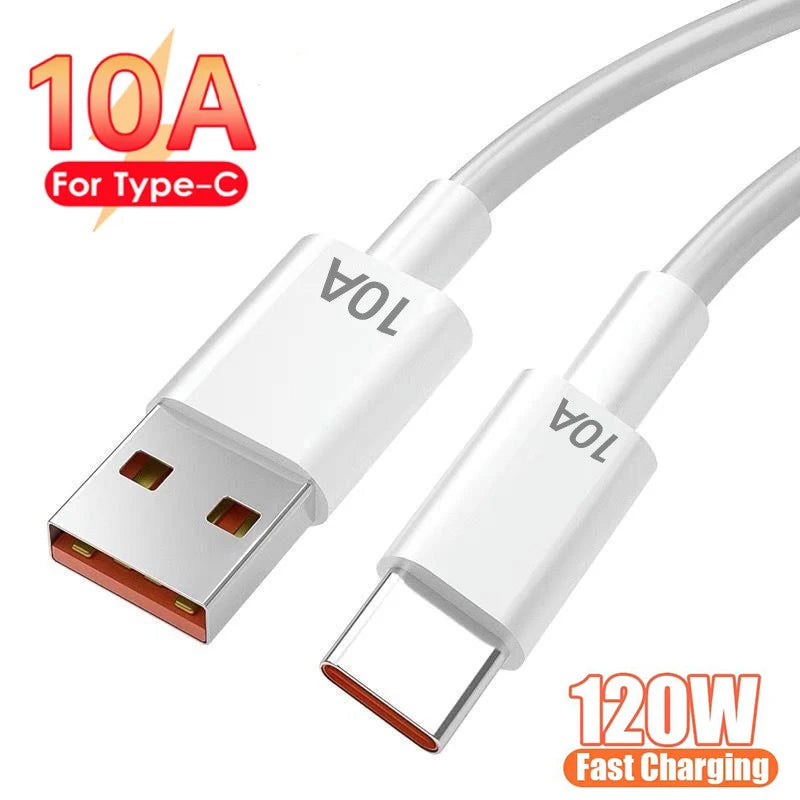 Super Fast Charging 120W USB Type C Cable 10A USBA to USB C 0.25/1/1.5/2M