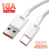 Super Fast Charging 120W USB Type C Cable 10A USBA to USB C 0.25/1/1.5/2M