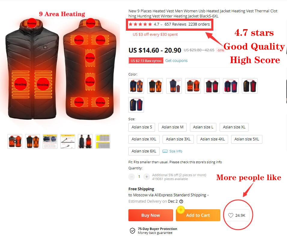 Men's and Women's USB Heated Thermal Vest. Sizes S to 6XL and Up to 17 Heating Zones.