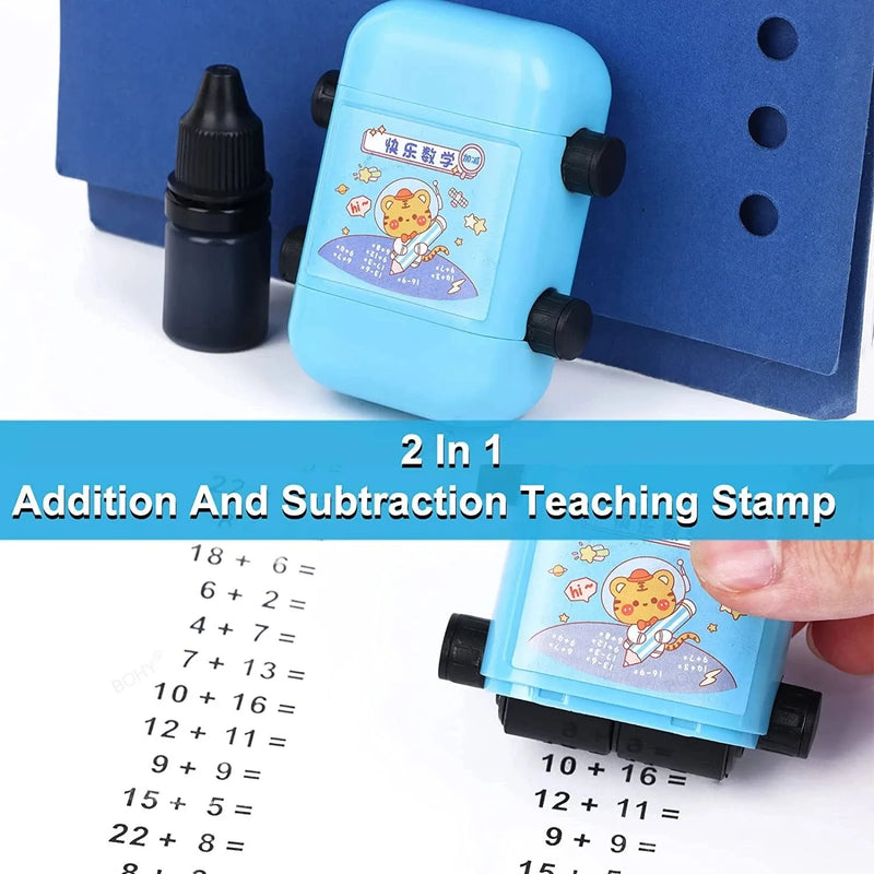 Reusable Math Roller Teaching Stamp With 100 Fill In The Blank Combinations.