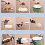 4 PCS Stainless Steel Hot Plate Gripper Set With Silicone Pinch Grips Oven Mitts