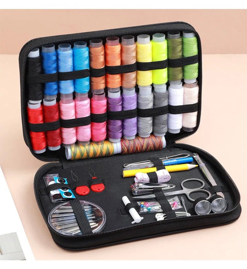 Complete Sewing Kit Set with Thread, Needles, Scissors And Measuring Tape.  Great For Home Or Travel.