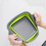 Foldable Square Vegetable Fruit Strainer Basket with Handle