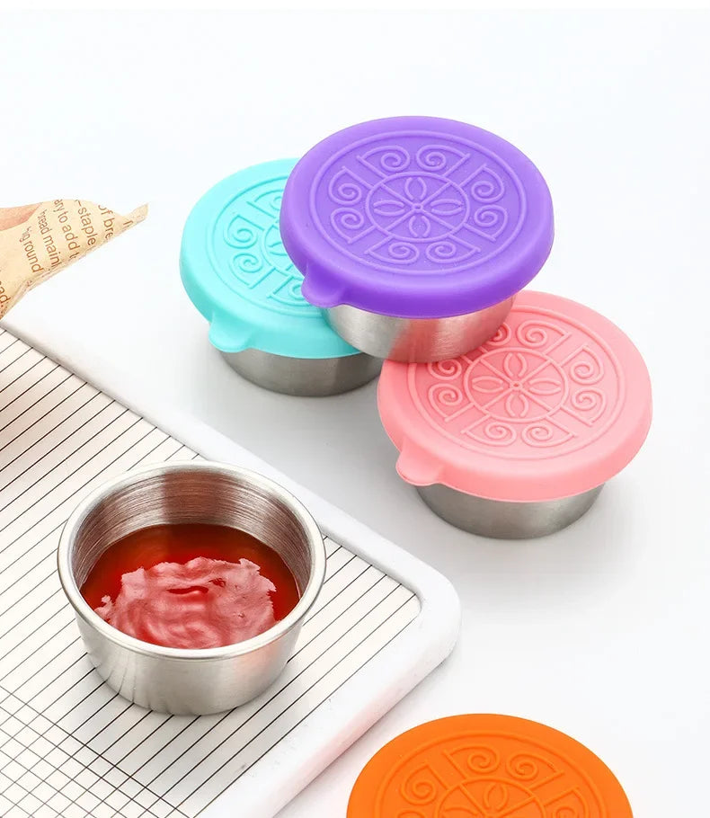 6 Pcs Set Leakproof Stainless Steel Containers With Silicone Stretch Lids