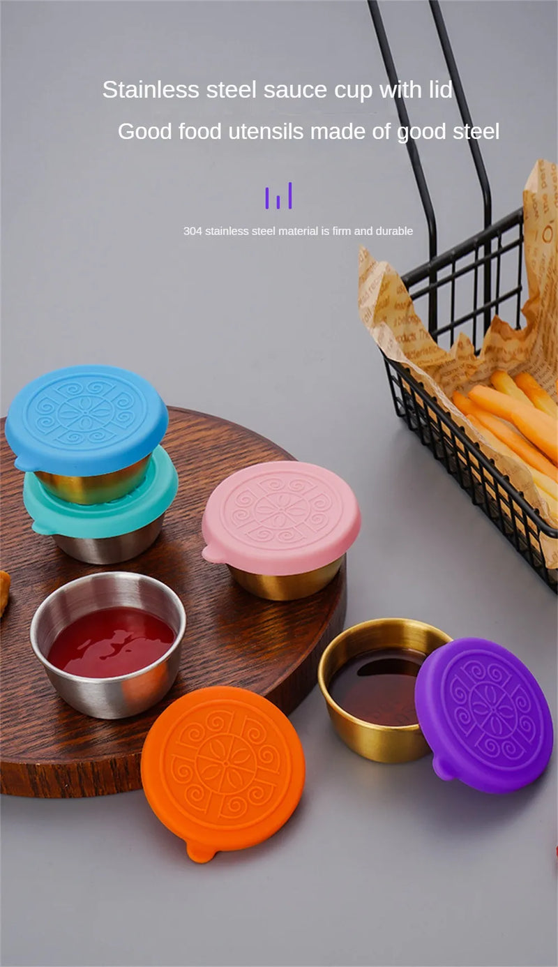 Leak Proof Condiment Containers with Lids OR Squeezable Sauce Bottles.