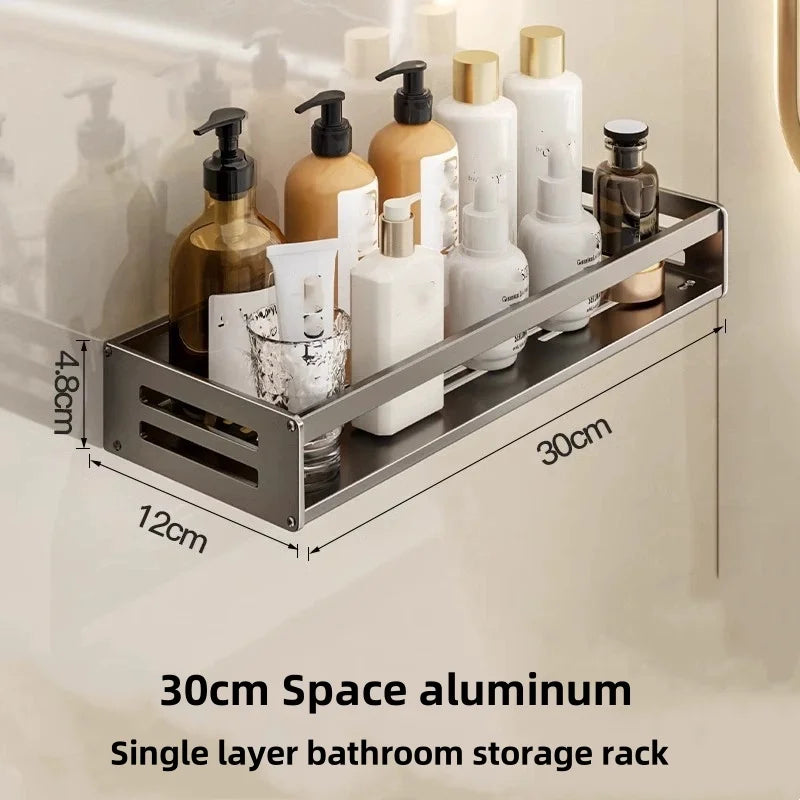 Aluminum Bathroom/Kitchen Shelf For Accessories With Towel Bar