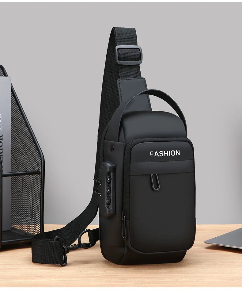Men's Anti Theft USB Charging Crossbody Bag