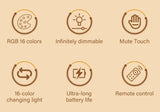 Rechargeable Led Dimmable Multicolor Night Light with Remote Control Or Touch Switch