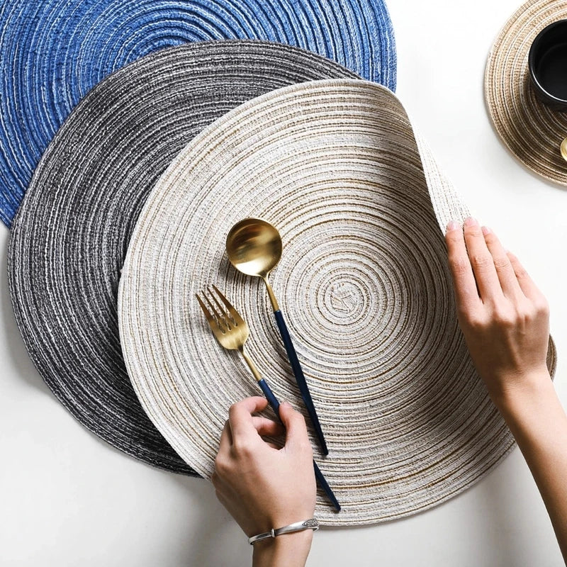6pcs Round Woven Anti Slip Placemats Or Coasters