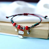 Christmas Pendant Charm Bracelet With Adjustable Rope.