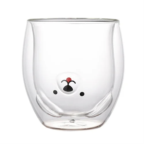 JUSTINLAU Creative Glass Double Wall Insulated Animal Mug