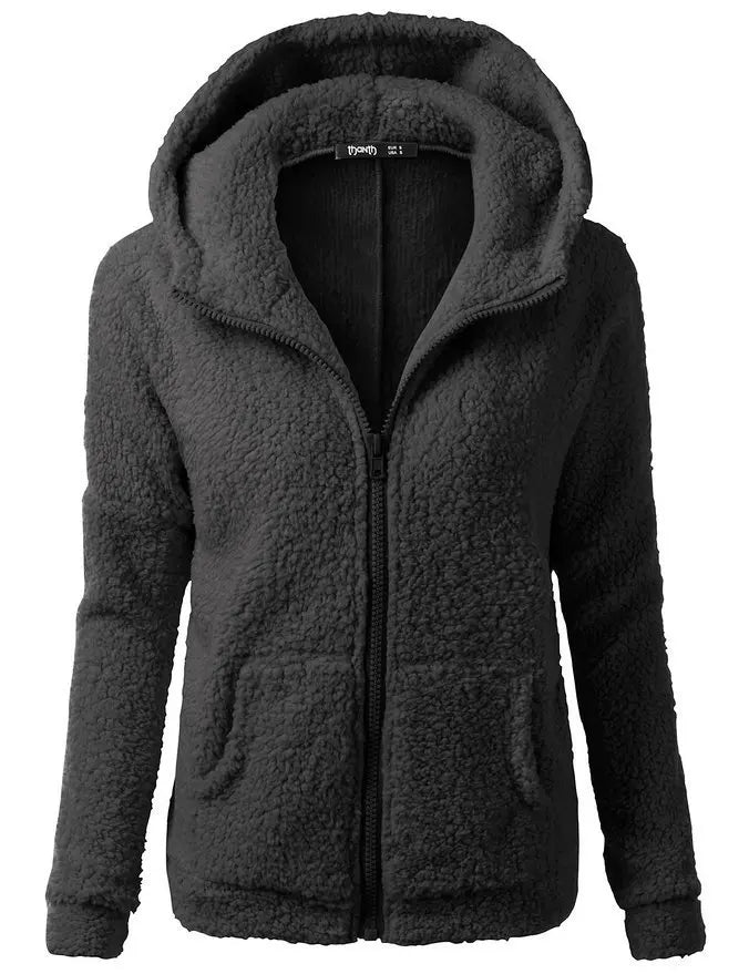 Women 's Winter Lamb Fleece Hoodies With Zipper