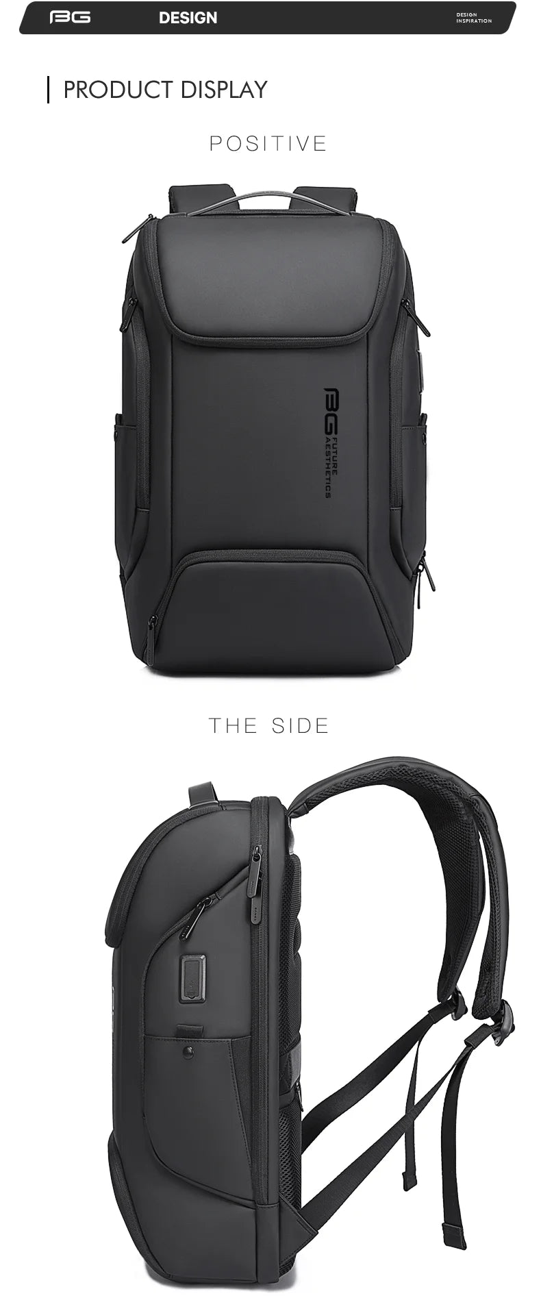 BANGE Waterproof USB Charging Backpack Fits 15.6 Inch Laptop