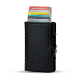 CASEKEY RFIF Leather Carbon Fiber Pop Up Credit Card Holder