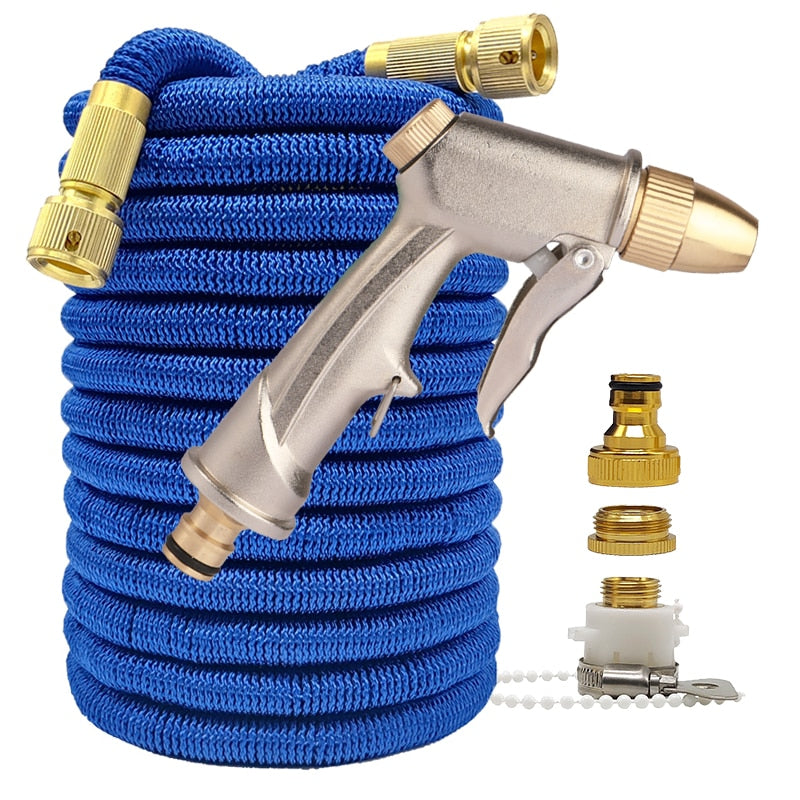 High Pressure Expandable PVC Garden Water Hose with Double Metal Connector.