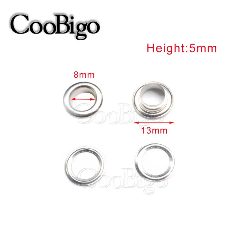 100/Set Metal Eyelet Grommet Rings Sizes 2mm 3mm 4mm 5mm 6mm 8mm 10mm 12mm 14mm 17mm