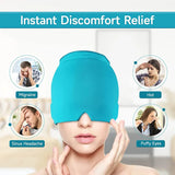 Form Fitting Gel Ice Cap/Mask For Relief Of Migraines, Tension Or Sinus Headaches