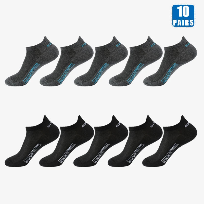 10 Pairs Cotton Breathable Mesh Sports Ankle High Socks For Men And Women