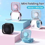 500mAh USB Rechargeable Handheld Portable Fan with Mirror