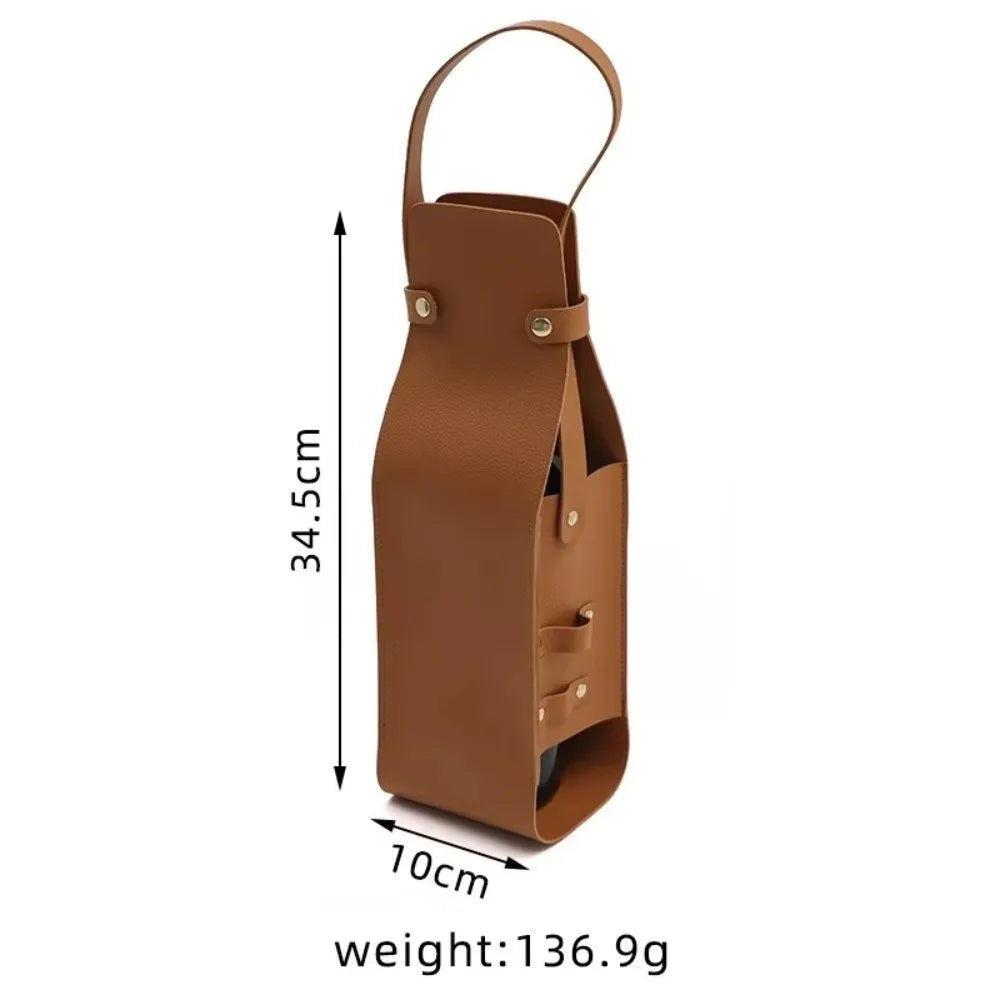 PU Leather Double Layer Reusable Wine Bag