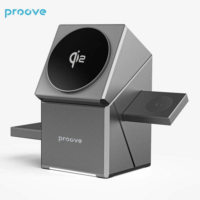 Proove Iron Hide QI2 3in1 15W Fast Wireless Charging Autorotation For Watches Or Earphones