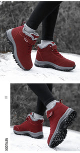 Unisex Lace-up Outdoor Warm Leather Hiking Boots.