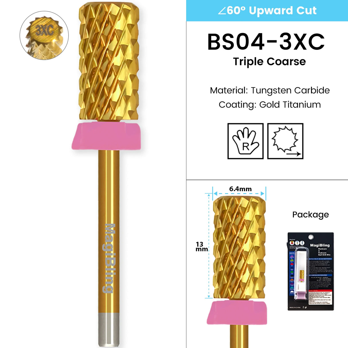 3/32" MagiBling Professional Manicure Nail Drill Bits for Hard Acrylic Gel