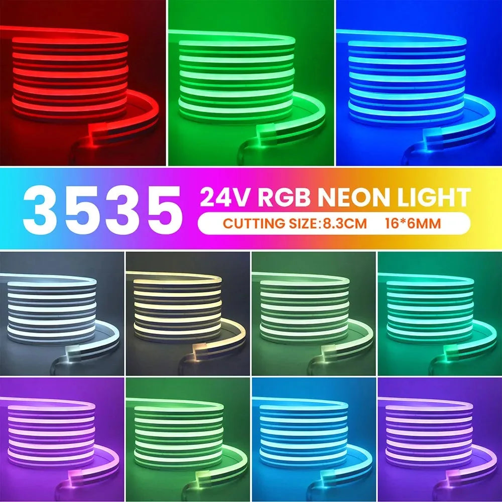 10M 20M 30M LED RGB Neon Flexible Waterproof\Bluetooth DC 24V Light Strip