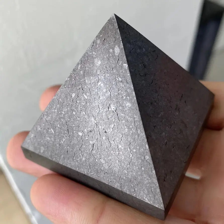 Natural Pyramid Shungite Crystal Healing Purification Stone For Energy Balancing And Meditation