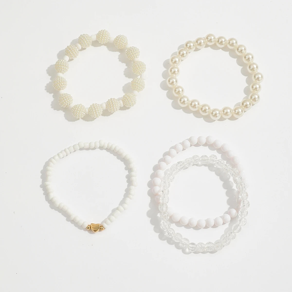 Elegant Handmade White Faux Pearl Bead Bracelet