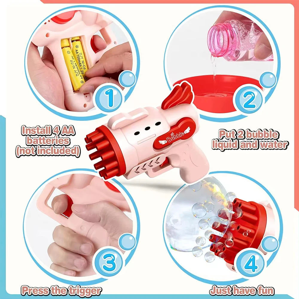 Rechargeable 29 Holes Bubble Gun