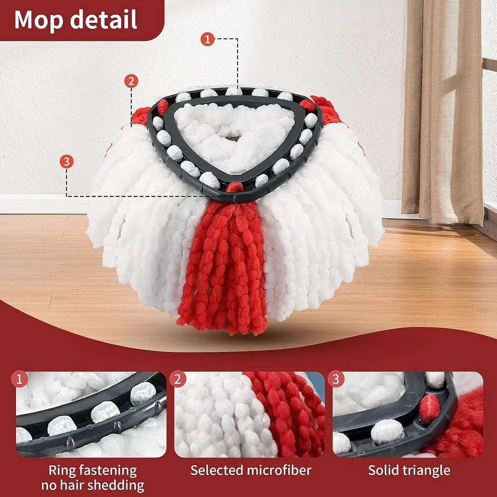 1 SET Triangular Spin Mop Base Head with Replacement Microfiber Pad