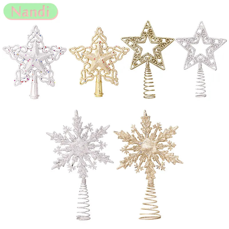 Plastic Five-pointed Star Snowflake Christmas Tree Top