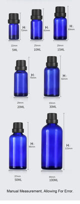 Refillable 5-100ML Blue Glass Bottle With Dropper For Liquid Essential Oils