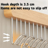 Wooden Wall-mounted Multi-function Storage Rack with 8 Hooks With Slider