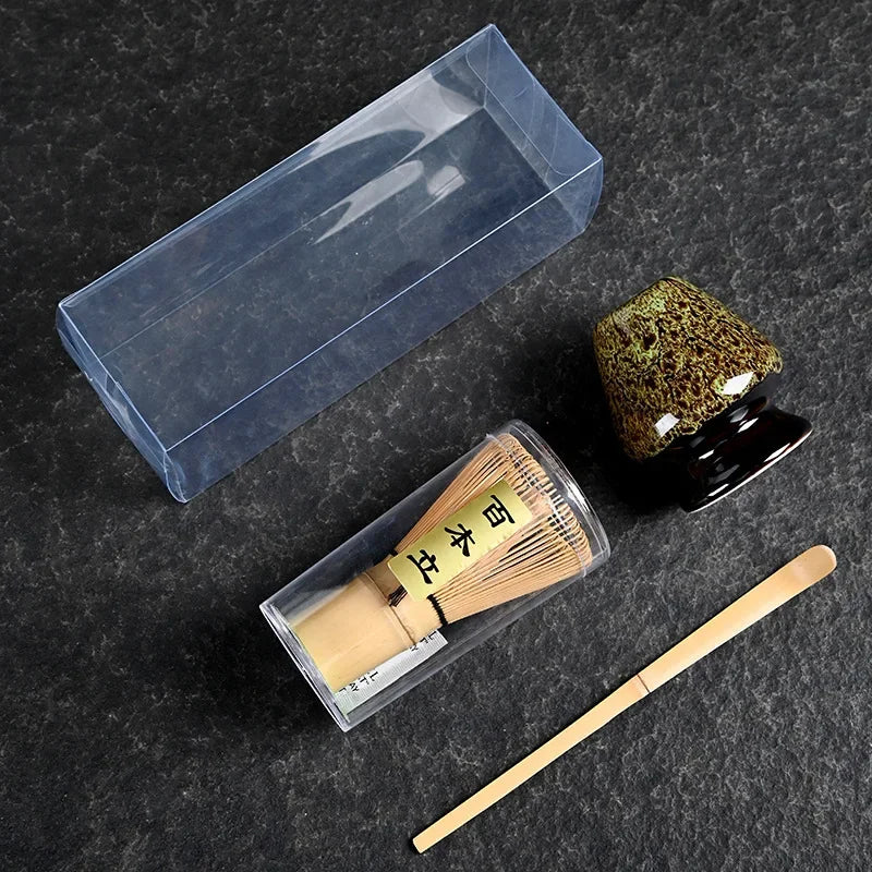 3/4pcs Matcha Bamboo Whisk Teaspoon And Ceramic matte Bowl
