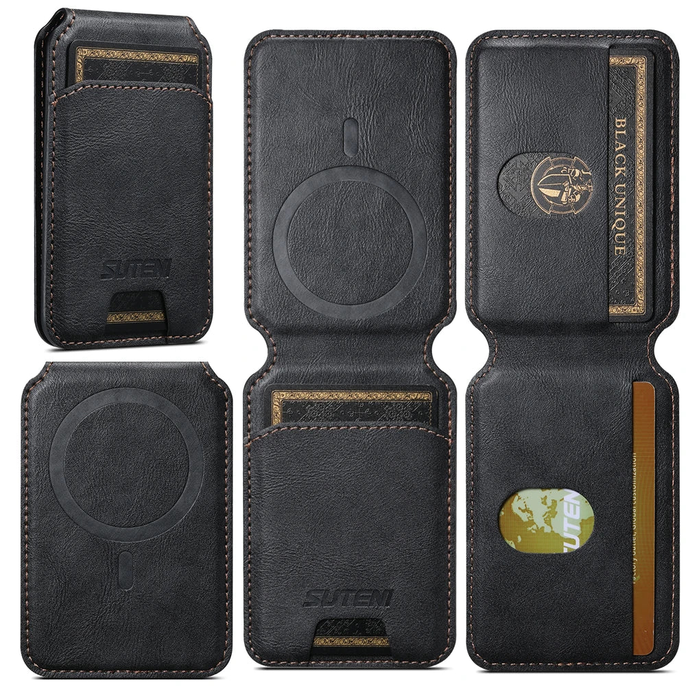 Leather Magnetic Wallet With Card Holder For iPhone 16 Pro Max 15 14 13 12 11