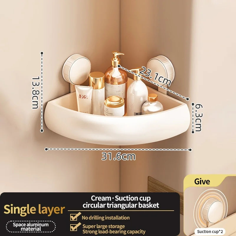 Wall-Mounted Triangle Suction Cup Bathroom Organizer