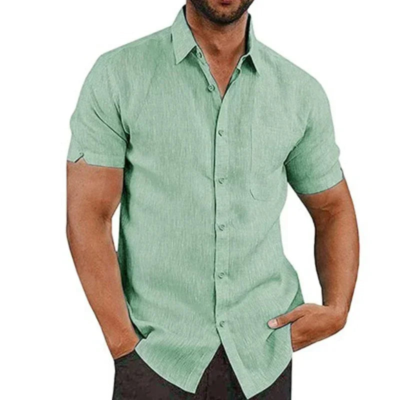 Men's Casual Short Sleeved Cotton Linen Shirts