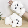 Winter Faux Fur Plush Warm Half Finger Mittens/Gloves.