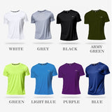 Men's multicolor short sleeve gym shirts. Quick drying, breathable sportswear