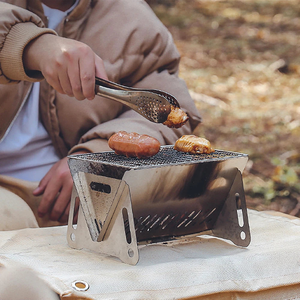 Tomshoo Portable Folding Stainless Steel Backpacking Barbeque